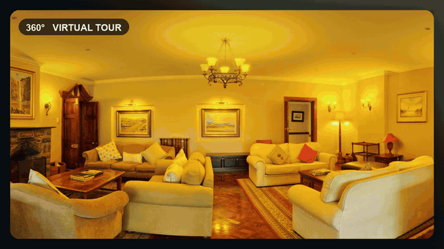 Built-in 360 degree virtual tour rendered on-device — drag or move the phone to look around the room